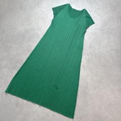 プリーツプリーズ/極美品/ノースリーブワンピース/ハイネック/黄