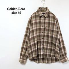 ゴールデンベア シャツ 茶系 チェック柄 コットン素材 カジュアル t4509