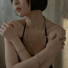 tsui リンクチェーン ラージパールチャームネックレス チェーン シルバー