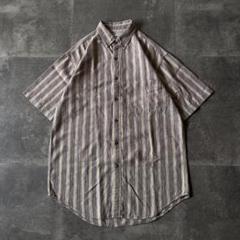 90s L.L.Bean BDシャツ L相当 ストライプ 麻コットン A275