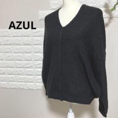 【訳有】 AZUL アズール ウール セーター 黒 Ｖネック M