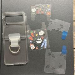 Galaxy Z Flip4 ケース 透明 リング フィルム付き クリア カバー