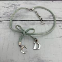387.Christian Dior ミントグリーン ネックレス リボンモチーフ