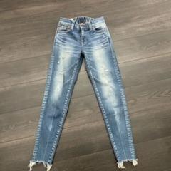 Big John スキニーデニム 青 ダメージ加工XXS