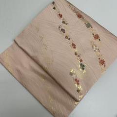 名古屋帯 金糸 市松 御所車 上品な織出し 九寸 着物 正絹 T-8142 名古屋帯 金糸 市松 御所車 上品な織出し 九寸 着物 正絹 T-8142