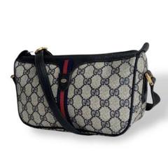 美品 Gucci GGスプリーム シェリーライン ショルダーバッグ ネイビーのサムネイル