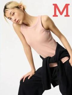 新品 ユニクロ / リブブラトップ・アメリカンスリーブ（PINK・Mサイズ）