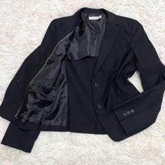 5074 美品✨レディーススーツ ジャケットのみ 春夏 薄手 黒 ビジネススーツ