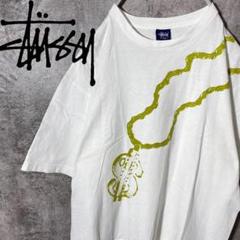 [大人気] ステューシー　Tシャツ　ネックレス　$ 存在感　レアプリント　90s