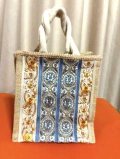 インド刺繍リボンのジュートバッグ