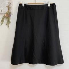 【クロスプラス】ひざ丈　スカート　黒　フレア　シンプル　綺麗め　上品　裏地付き