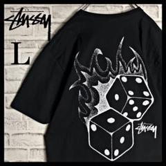 [完売品]ステューシー☆ダブルダイスロゴTシャツ 人気ブラック