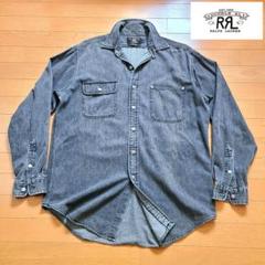 90s RRL 三ツ星タグ デニムワークシャツ 黒 M ラルフローレン