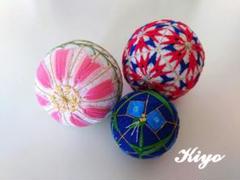 ハンドメイド　手まり　3個　花てまり