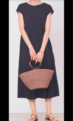 ネイビー カットソーワンピース 半袖