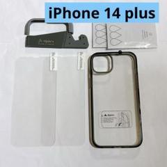 ・iPhone 14 plus 用 フィルム付きケース ガイド枠付き クリア