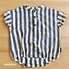 manina ストライプ 半袖ロンパース 80cm