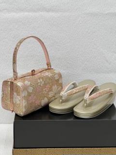 金鷲 KINWASHI 桜 和柄 振袖 着物 和装用バッグ 草履M 2点セット