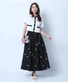 JUSGLITTY 配色半袖ジャケットライクカーデ　特殊ホワイトのサムネイル