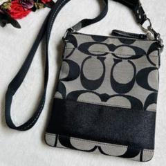 COACH シグネチャー サコッシュ ボディバッグ キャンバス ブラック