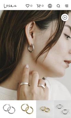 [美品]ロサウ　Losau フープピアス シルバー925 付属品完備 ゴールド Losau ロサウ / Hoop pierce フープピアス（シルバー925）