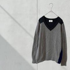 3546【プラステ】ニット　セーター　長袖　アルパカ　ウール　配色　Vネック　２