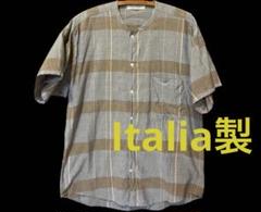 イタリア製　ノーカラー　シャツ　ベンチレーション有り
