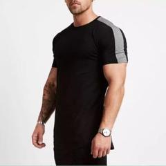 メンズ マッスルTシャツ サイドライン BLACK XL GYM