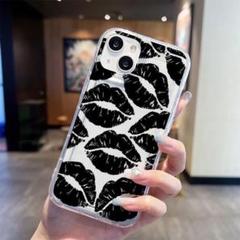 スマホケース iPhone15Pro 【新入荷】 黒 口紅 リップ 唇