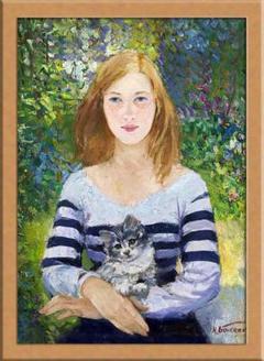 猫を持つ女性 A4 ロシアのアート - メルカリ
