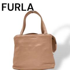 【美品・保存袋】FURLA ハンドバッグ リボン レザー サーモンピンク