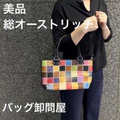 【美品】オーストリッチ　ハンドバッグ　パッチワークのサムネイル