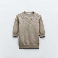 ZARA ビーズラインストーンニットセーター