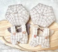 ちびスト ぬい服 ピンクベージュチェック×グリーンチェック 双子コーデ ちびぬい服 双子コーデ 6点セット - メルカリ