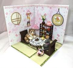 羊毛フェルト　猫　ドールハウス　ミニチュア　インテリア