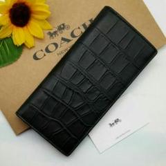 新作⭐ COACH 長財布 新品 ブラック クロコダイル レザー メンズ