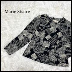 【Marie Shatre】プリントデザインブラウスシャツ 黒 総柄 レディース
