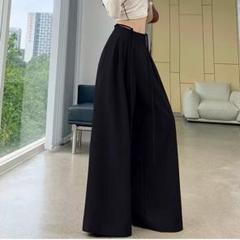 OL 韓国式 ワイドパンツ ブラック オフィス XL ハイウエスト シンプル