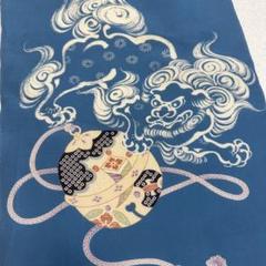 古布 縮緬 正絹 はぎれ 獅子と鈴② 34×63cm 着物 ハギレ 襤褸