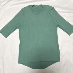 美品♡ブレンヘイム　ライムグリーン リブ編み 五分袖 トップスSのサムネイル