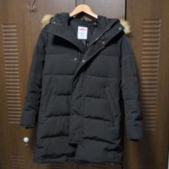 お値下げDANTON ネイビー フード付きコート 36 DANTON / ウール パイル コート（ノーカラーコート）｜DANTON