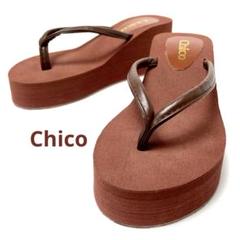 Chico チコ 23.0cm 厚底 ビーチサンダル 鼻緒 ブラウン