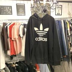 ♯73 adidasアディダスパーカートレフォイルプルオーバーデカロゴ 古着XL