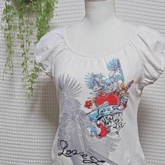 lovefreedom (XS) プリント キャップスリーブ Tシャツ ホワイト