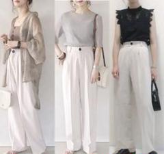 公式完売オフホワイトベーシックストレートパンツ白GRLセンタープレスSのサムネイル