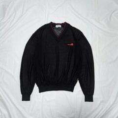 【vintage】希少80s短丈シアーニット・ロンT　ブラック×オレンジ　透け感