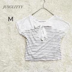 【ジャスグリッティー 】JUSGLITTY ストライプリボンTシャツ M