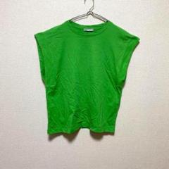 ♪【ザラ】ノースリーブカットソー Tシャツ 袖口リブ 綿混 無地 Mのサムネイル
