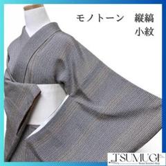 縦縞　モノトーン　ベージュ　小紋　着物　015a p