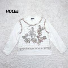 HOLEE シャツ レース 花柄 リーフ柄